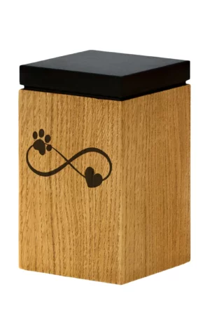 Oak Wood Pet Urn with infinity sign